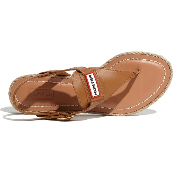 Hunter Shoes - Hunter Brown Leather Espadrille Thatch Sandals